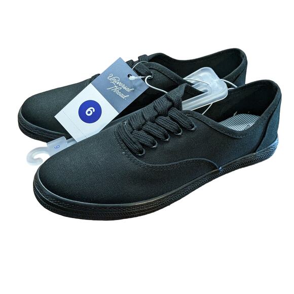 Universal Thread Lace Up Sneakers Size 6 Black Staple Lunea Tennis Shoes Canvas - Picture 1 of 13